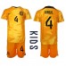 Cheap Netherlands Virgil van Dijk #4 Home Football Kit Children World Cup 2022 Short Sleeve (+ pants)